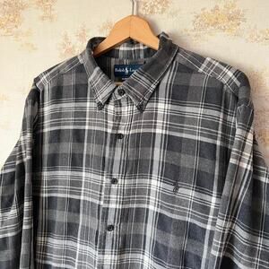 Vintage Ralph Lauren Gray Flannel Button Down Shirt Size 2XL